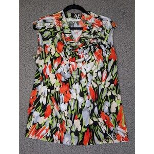 Jones Studio Separates Top Women's Large Multicolor Floral Sleeveless Cowl Neck